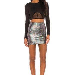 NWT Superdown Lisa Fitted Mini Skirt, SZ: XS & SM, Green multi snakeskin